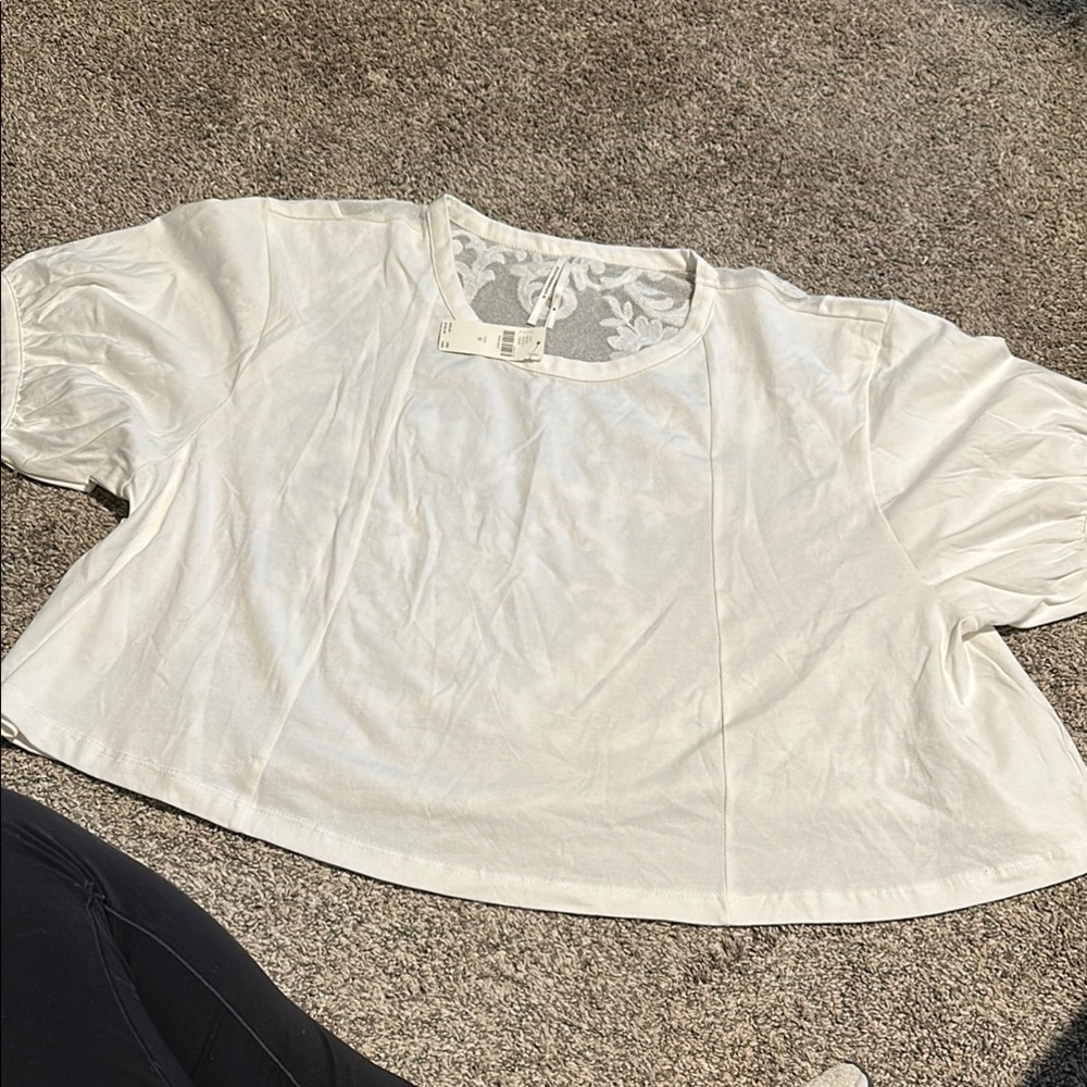 Elegant White Lace Detail Women's Top